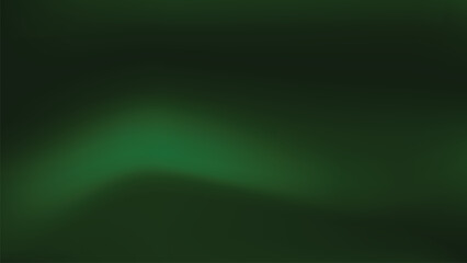 Emerald green wave gradient background, Glowing green wave isolated on dark green backdrop. Vector illustration