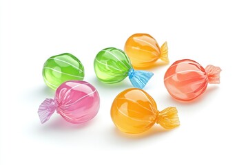 Gum drops in yellow, orange, green, pink and blue.
