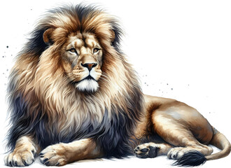 Fototapeta premium Majestic Lion Illustration with Regal Mane, Transparent background