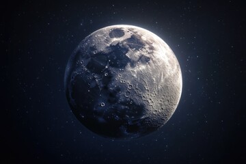 Fototapeta premium Night sky with full moon above horizon.