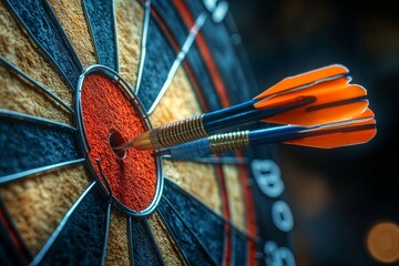 A dartboard with darts. Generative AI