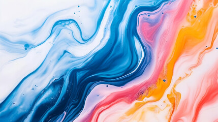 Abstract marbled acrylic paint ink painted waves painting texture colorful background banner - Bold colors, color swirls waves