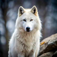 Obraz premium Portrait of dog standing on rock,Indonesia