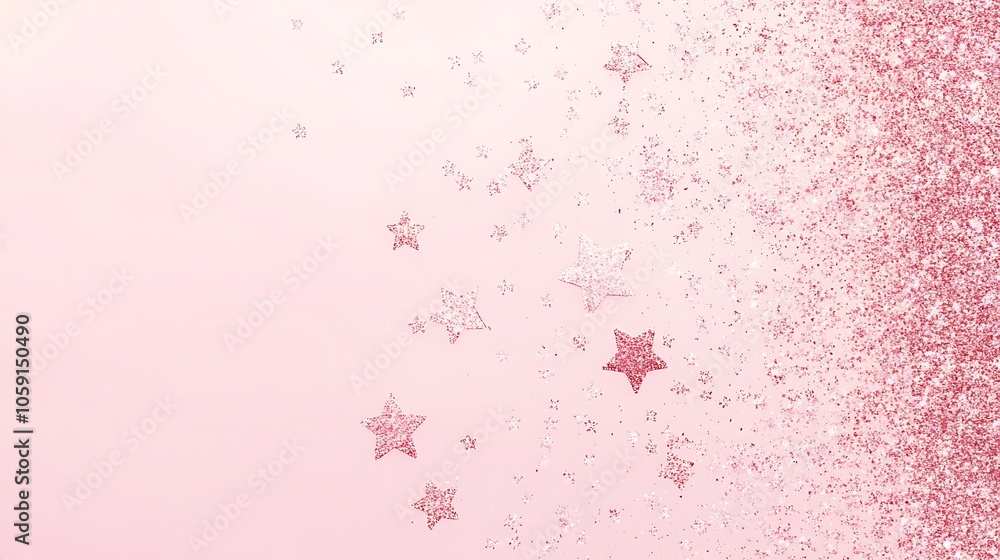 Poster pink glitter stars background subtle blur background with space for custom text