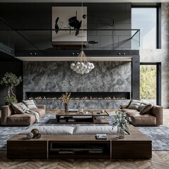 Modern and luxurious living room in a stylish concept design..	
