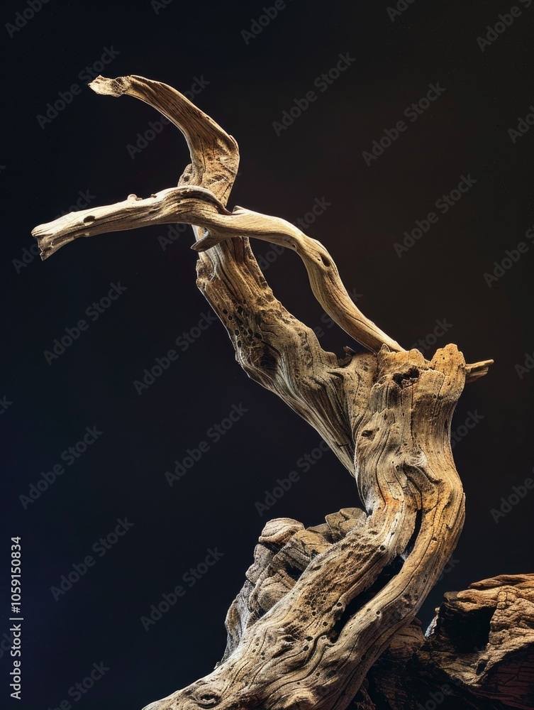 Poster a twisted old tree limb with a textured surface.