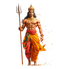 Obraz premium Warrior in Traditional Attire with Trident Pose