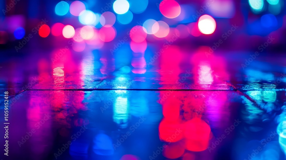 Poster reflective lights on wet pavement plain textured background for web design and copy