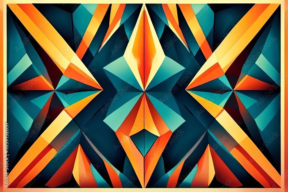 Poster geometric patterns with vaccine colors creating optical illusion