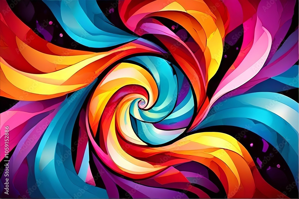Poster geometric pattern with color swirl combineda geometric pattern w