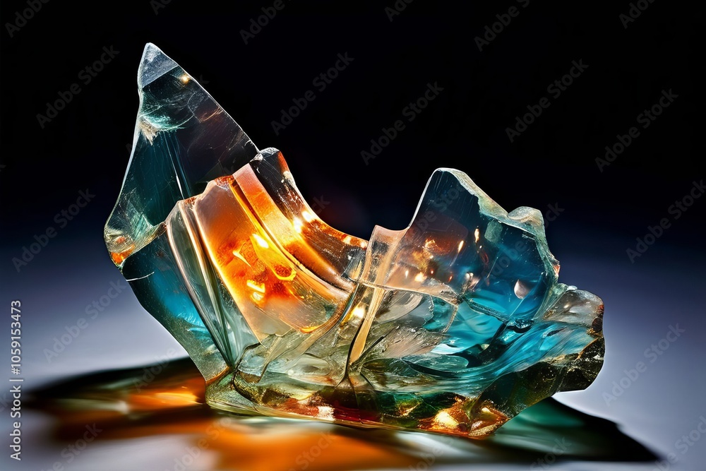 Poster glass fragment a lamp made from broken glass with a distorted an