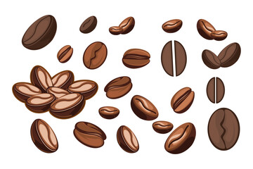 Various kinds of coffee bean icon illustrations.