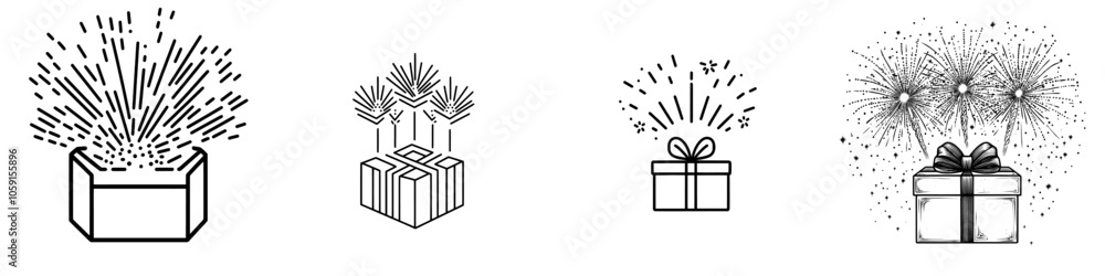 Poster simple line modern icon of a magic box outline. icon for mobile concept and web design. image of an 