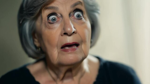 Senior woman expressing shock and surprise