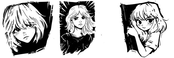 Eyes of manga girl peering from a paper tear. Modern illustration EPS10 format.