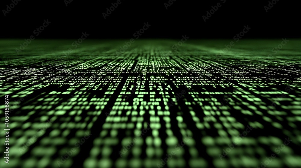 Aufkleber green code on black background minimalist white background with space for text