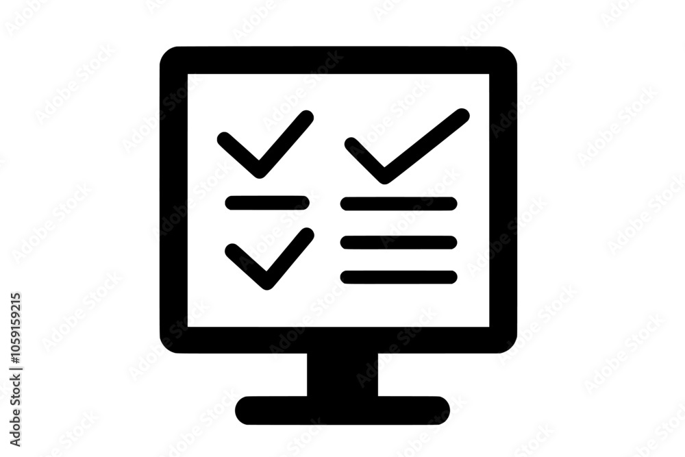 Poster indicator of registration, solid style. monitor with document. icon related to online courses. illus