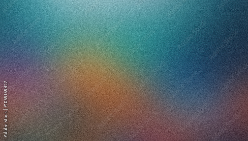 Poster smoothly transitioning grainy gradient in blue, orange, and purple, creating a vibrant and textured 
