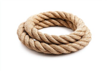 Obraz premium A coiled rope made of natural fibers, often used in various applications such as boating, construction, and crafts.