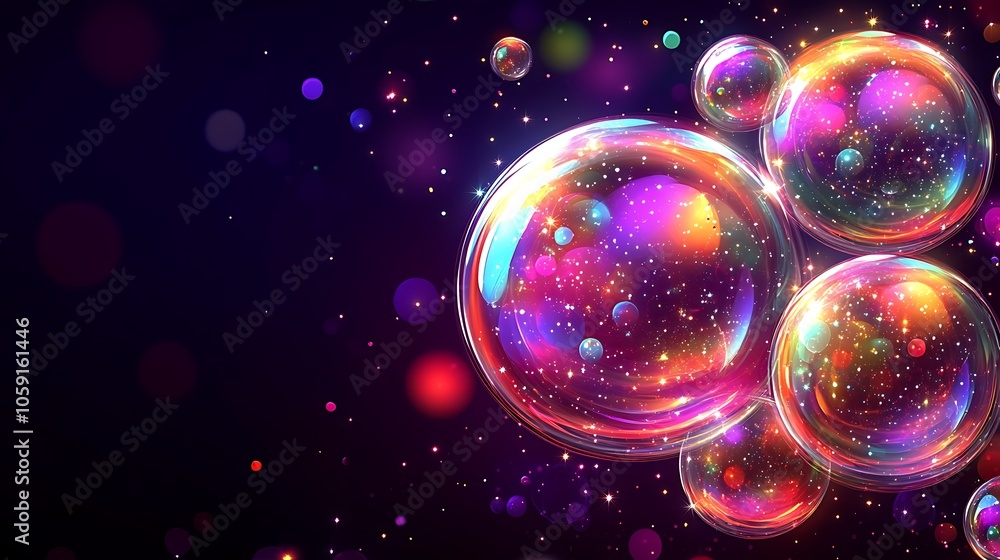 Poster abstract colorful bubbles plain textured background for web design and copy