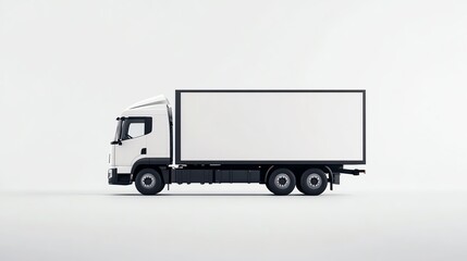 A modern, blank truck parked on a minimalistic background, perfect for transportation or delivery themed projects.