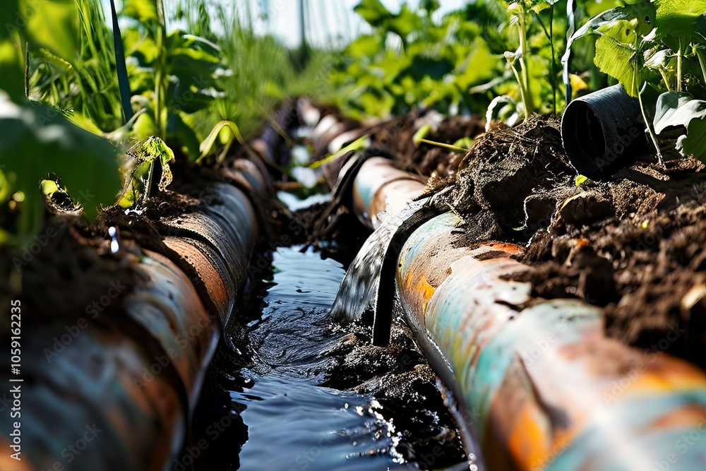 Poster leachate collection systempipes collecting leachate from the bo