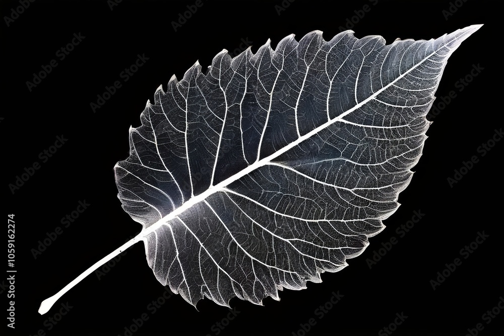 Poster leaf imprint photogram of a leaf imprint creating a sense of tex