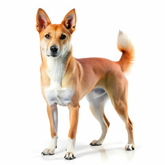 Carolina dog breed standing against white background, Ai Generated