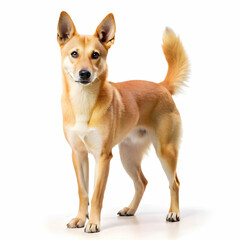 Carolina dog breed standing against white background, Ai Generated