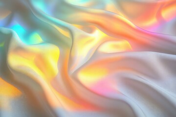 Obraz premium Soft rainbow spectrum of light gently illuminating a white fabric, creating an ethereal and delicate play of colors