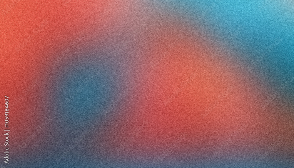 Poster blurred grainy gradient forming an abstract backdrop with a blend of red and blue colors