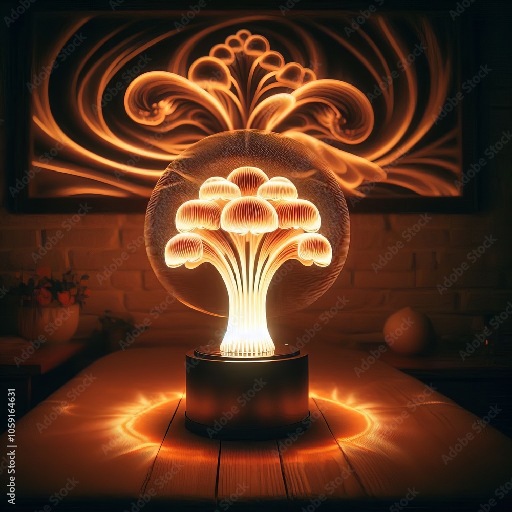 Poster luminogram glow a lamp with a luminogram effect creating a warm