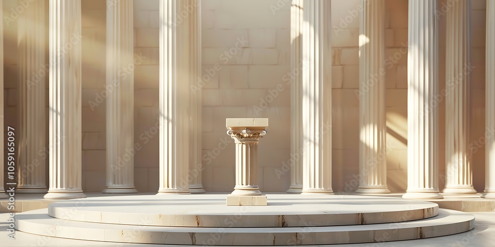 Poster ancient column stage abstract gradient background with copy space