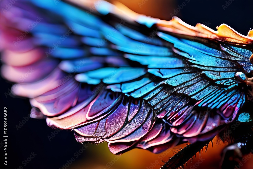 Poster macro view of a fairy wing detailed intricate structures with a