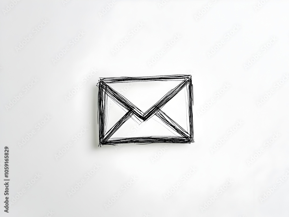Poster minimalist black line email icon on white background symbolizing simplicity in digital messaging