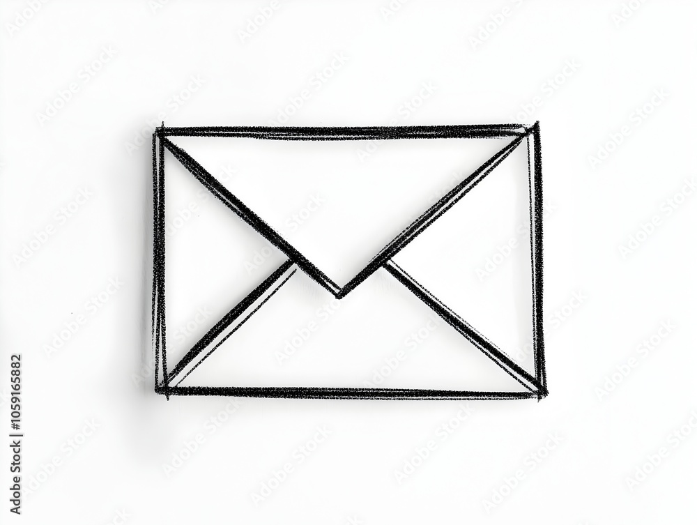 Poster minimalist black line email icon on clean white background symbolizing simplicity in digital messagi