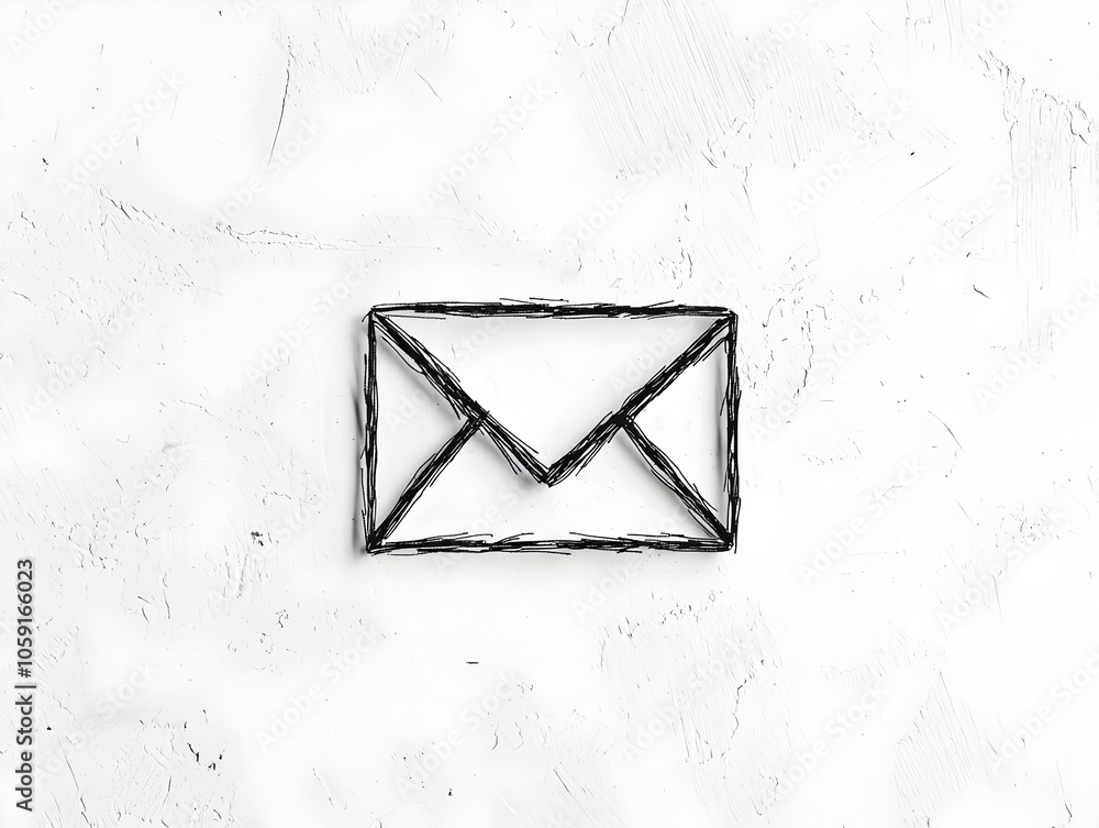 Aufkleber minimalist black line email icon on white background symbolizing simplicity in messaging