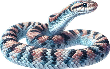 Obraz premium Intricately Coiled Snake with Iridescent Scales, Transparent background 