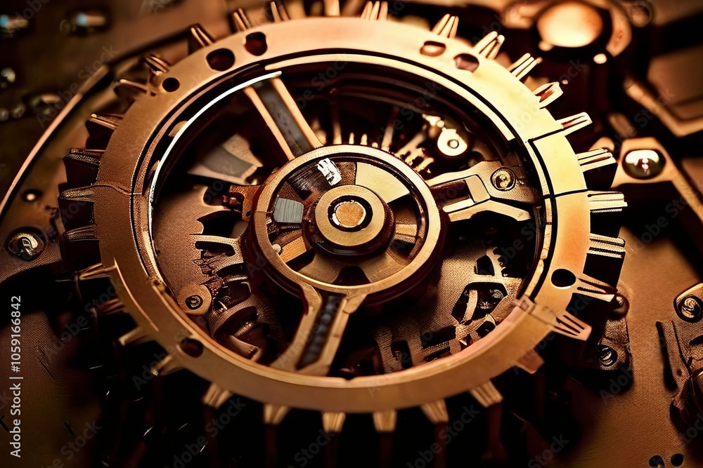 Poster matrix code gears overlay a matrix code onto a close up of gears