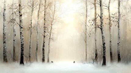 Winter forest scene, snow draped on trees, soft lighting, Winter Forest, Nature s Silence