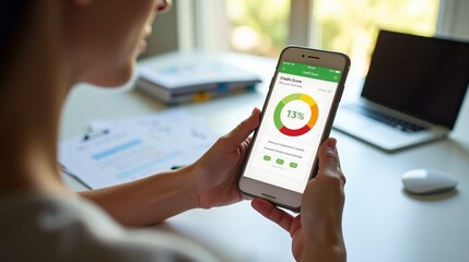 Person Monitoring Financial Management with Credit Score App on Phone