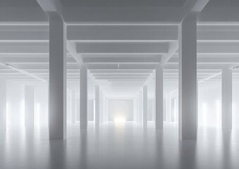 Fototapeta premium White Column Hallway.