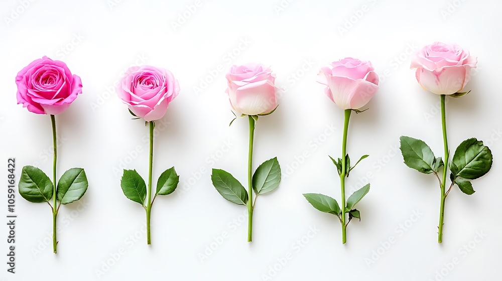 Poster pink roses in a row abstract gradient background with copy space