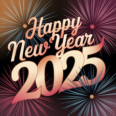 Happy new year 2025. poster, banner with celebration elements. Happy new year walpaper.