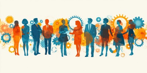 vector image  2-dimensional illustration of employees working together