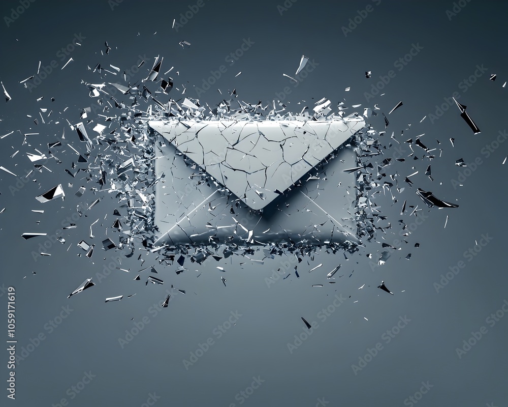 Poster shattered email icon symbolizing resilient communication systems
