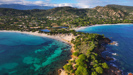 Obraz premium Aerial View of an Idyllic Coastal Landscape in Corsica
