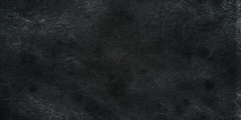 Dark black colored grunge old aged retro vintage stone concrete cement blackboard chalkboard wall backdrop floor texture. Black anthracite dark gray wall retro old slate grunge backdrop background.