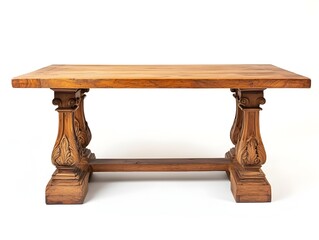 Vintage Oak Dining Table with Carved Legs Against White Background for Home Decor or Product Display