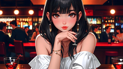 women smilling, smiling women , anime smiling illustrations, smiling anime girls, cute anime girls, Anime girl smilling, AI generative, Ai anime Wallpaper, ai generative anime